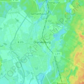 Topografinen kartta Oranienburg, korkeus, helpotus