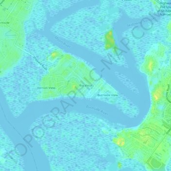 Topografinen kartta Rio Vista, korkeus, helpotus