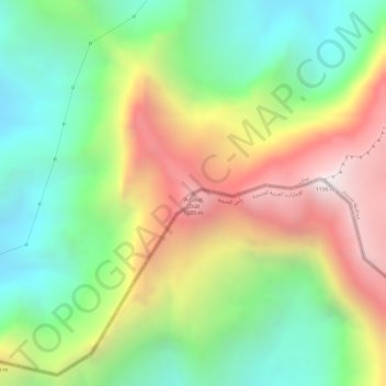 Topografinen kartta Aqabat Tībat, korkeus, helpotus