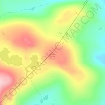 Topografinen kartta Gråhøin, korkeus, helpotus