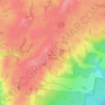 Topografinen kartta Mount Stanley, korkeus, helpotus