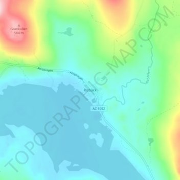 Topografinen kartta Risbäck, korkeus, helpotus