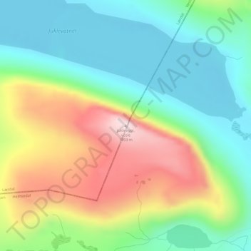 Topografinen kartta Jukleeggi, vesle, korkeus, helpotus