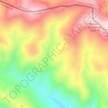 Topografinen kartta La Mora, korkeus, helpotus