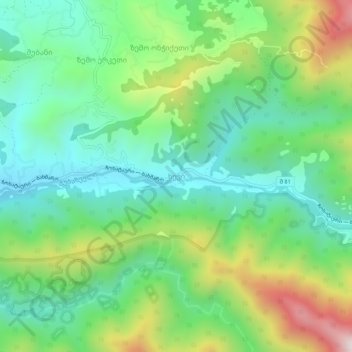 Topografinen kartta Khevi, korkeus, helpotus