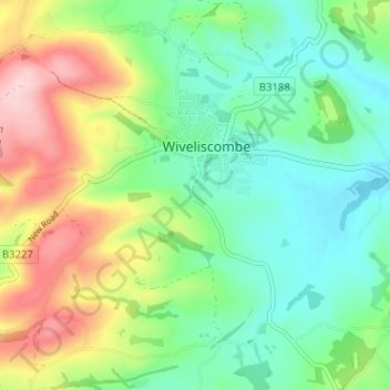 Topografinen kartta Hartswell, korkeus, helpotus