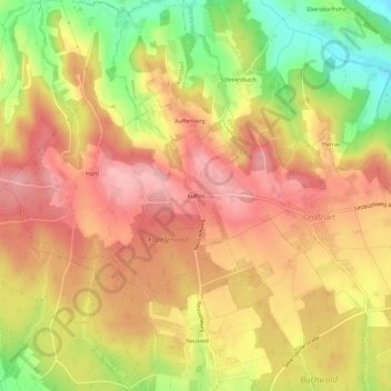 Topografinen kartta Auffen, korkeus, helpotus