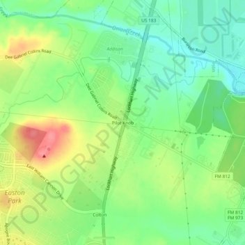 Topografinen kartta Pilot Knob, korkeus, helpotus