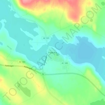Topografinen kartta Fredrika, korkeus, helpotus