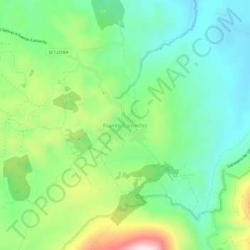 Topografinen kartta Fuente Camacho, korkeus, helpotus