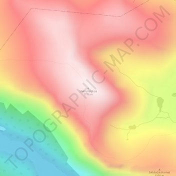 Topografinen kartta Sikkilsdalshoa, korkeus, helpotus