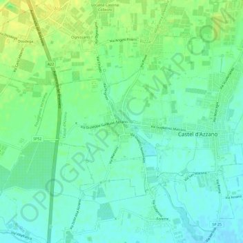 Topografinen kartta Azzano, korkeus, helpotus