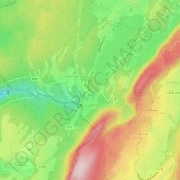 Topografinen kartta Ilay, korkeus, helpotus
