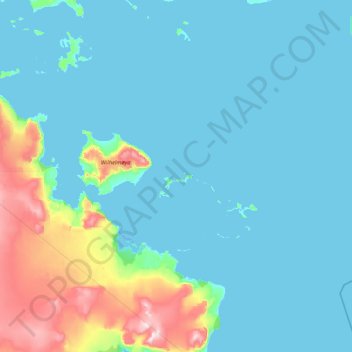 Topografinen kartta Langeøya, korkeus, helpotus