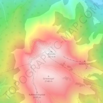 Topografinen kartta Gößeck, korkeus, helpotus