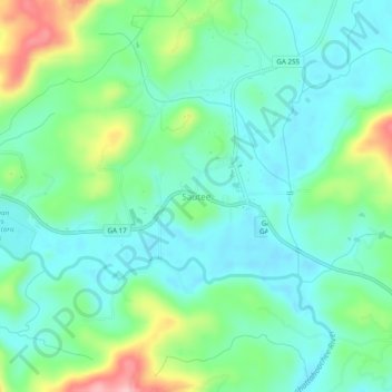 Topografinen kartta Sautee, korkeus, helpotus