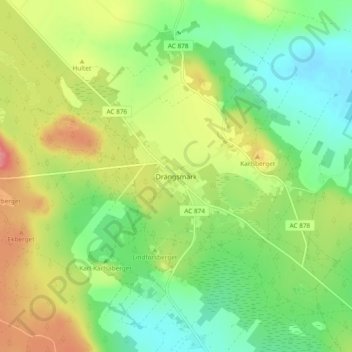 Topografinen kartta Drängsmark, korkeus, helpotus