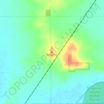 Topografinen kartta Mays Hill, korkeus, helpotus