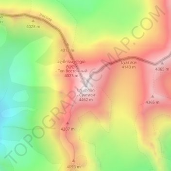 Topografinen kartta Suatisi, korkeus, helpotus