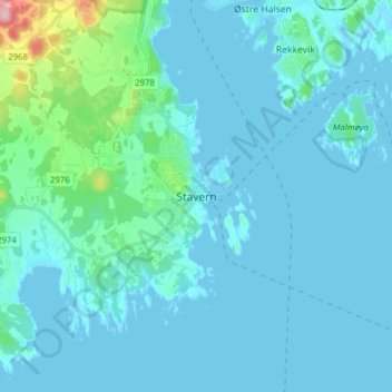 Topografinen kartta Stavern, korkeus, helpotus