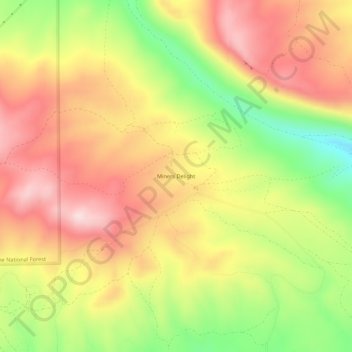 Topografinen kartta Miners Delight, korkeus, helpotus