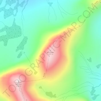 Topografinen kartta Skarfjellet, korkeus, helpotus