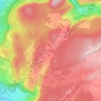 Topografinen kartta Grange Perrey, korkeus, helpotus