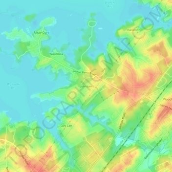 Topografinen kartta Johnson, korkeus, helpotus