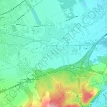 Topografinen kartta Loipersbach, korkeus, helpotus