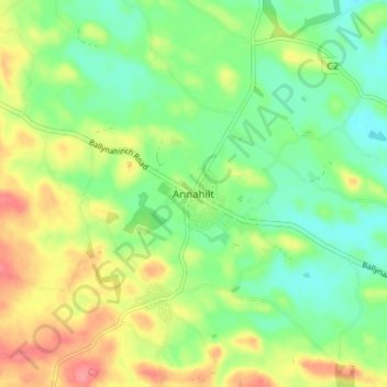 Topografinen kartta Annahilt, korkeus, helpotus