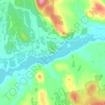 Topografinen kartta Hetta, korkeus, helpotus