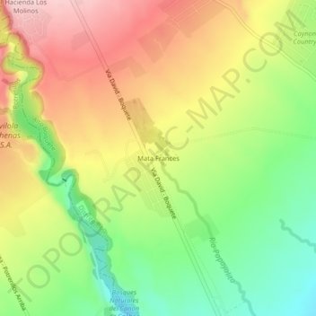 Topografinen kartta Mata Frances, korkeus, helpotus