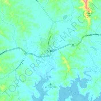 Topografinen kartta Kilcoy, korkeus, helpotus