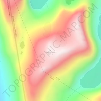 Topografinen kartta Bruåbottmillo, korkeus, helpotus