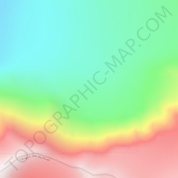 Topografinen kartta Chugach Mountains, korkeus, helpotus
