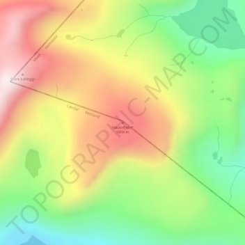 Topografinen kartta Haukefjellet, korkeus, helpotus