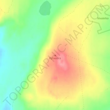 Topografinen kartta Rytivaara, korkeus, helpotus