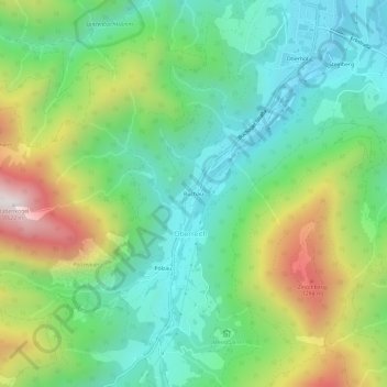 Topografinen kartta Buchau, korkeus, helpotus
