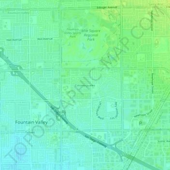 Topografinen kartta Colonia Juarez, korkeus, helpotus