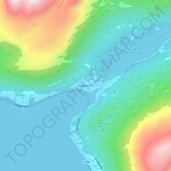 Topografinen kartta Laksvatn, korkeus, helpotus