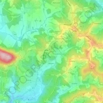 Topografinen kartta Eisnitz, korkeus, helpotus
