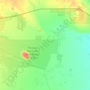 Topografinen kartta Gran Chaco, korkeus, helpotus
