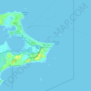 Topografinen kartta Kingstown, korkeus, helpotus