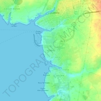 Topografinen kartta Son Blanc, korkeus, helpotus
