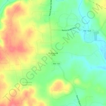 Topografinen kartta Driftwood, korkeus, helpotus
