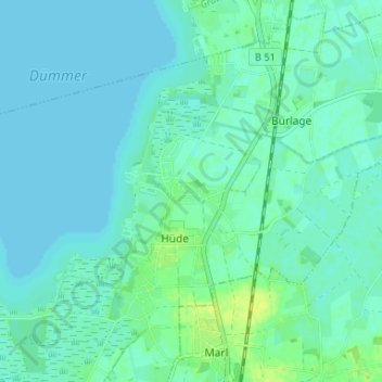 Topografinen kartta Sandbrink, korkeus, helpotus