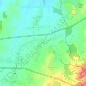 Topografinen kartta Hodiyya, korkeus, helpotus