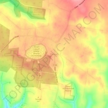Topografinen kartta Dereel, korkeus, helpotus