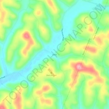 Topografinen kartta Davis, korkeus, helpotus
