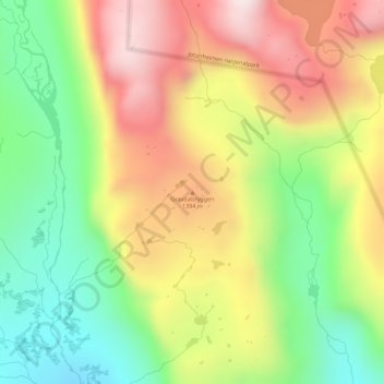 Topografinen kartta Gravdalsryggen, korkeus, helpotus